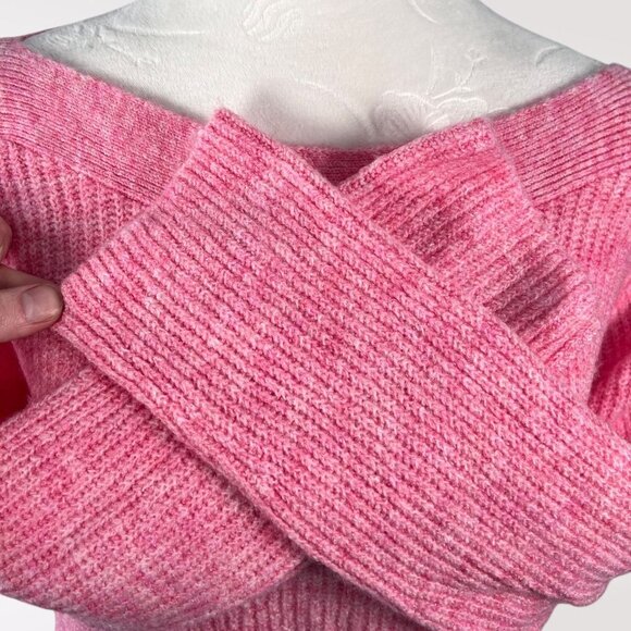 Leith Pink Ribbed Boatneck Sweater Fuzzy Soft Lightweight Knit XS - Picture 10 of 11